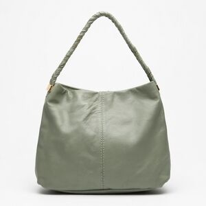 Soft Braided Handle Shoulder Bag in Sage Green